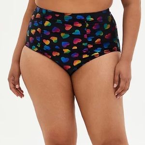 Torrid Rainbow Hearts High Waist Swim Bottom